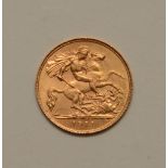 A George V gold half sovereign, dated 1911,