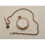 An 18ct gold ladies open faced fob watch, with suspension ring,