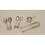 A pair of Baltic silver 'Captain's Gift' sugar tongs, with shell bowls and bright cut decoration,