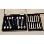 A set of six silver handled butter knives, hallmarks for London 1940 JW & Co,