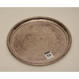A Birmingham 1988 silver card tray by Barker Ellis Silver Co, with pie crust edge and plain centre,