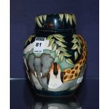 A Moorcroft 'Noahs Ark' pottery ginger jar with cover, pattern for the Moorcroft collectors club,