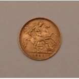 An Edward VII gold half sovereign, dated 1905,