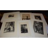 A small quantity of unframed etchings, to include 'The Ambuscade' painted by Seiguier,