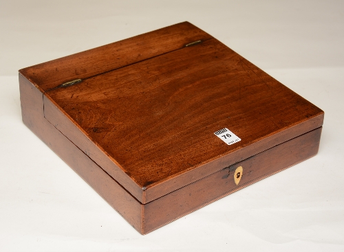 A Victorian mahogany portable writing slope, with hinged lid and ivory escutcheon,