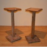 A pair of pine church lecturns, with square top above column and square base, 103cm high x 41.