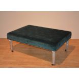 A Victorian style centre stool, upholstered in later green velour,