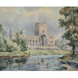 TJ Bertram (Scottish Contemporary) 'Jedburgh Abbey' Watercolour, signed and dated '73 lower right,