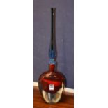 A Venetian art glass vase with stopper, probably Murano, with blue glass stopper,