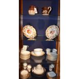 A mixed lot of Victorian pottery and later tea wares, to include pair of fruit plates,