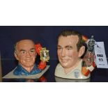 Two small limited edition Royal Doulton sporting related character jugs,