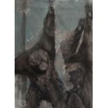 Unknown Artist (Contemporary) 'Monkey Group' Pastel,