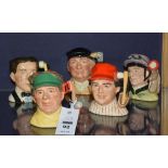Five small Royal Doulton sporting related character jugs, comprising of Golfer, the Golfer,