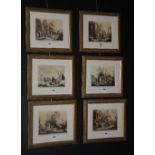 A set of six Italian chromolithographs, depicting scenes from months of the year,