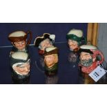 Six small Royal Doulton character jugs, comprising of Toby Philpot, Robin Hood, Town Crier, Granny,