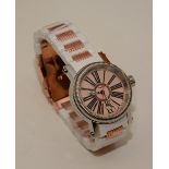 An Aquaswiss gents wristwatch, the beige dial with Roman numerals and date aperture,
