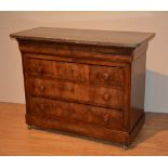 A Victorian chest of drawers with later French marble top,