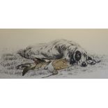 Leon Danchin 1887-1940 'Setter with Game Birds' Etching, no.210/500, signed in pencil, 24.5 x 50.