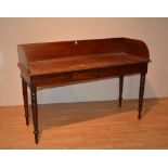 A Victorian mahogany washstand, with gallery back above single drawer,