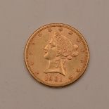 An American 1901 gold ten dollar coin, 16.