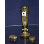 A Scottish silver soli fluer hallmarks for Edinburgh, 17cm high, also with silver vesta case,