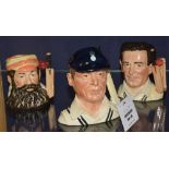 Three small limited edition Royal Doulton cricket related character jugs,