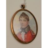 An English portrait miniature circa 1800 of a Dragoon Officer,