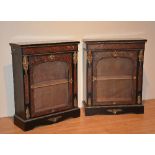 A pair of 19th century French Boulle ebonised pier cabinets,