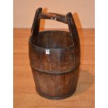 A vintage pine water bucket, with handle,