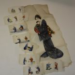 A collection of ten Chinese drawings on rice paper circa 1900,