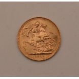 A George V gold sovereign, dated 1912,