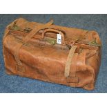 A vintage early 20th century leather gladstone type bag,