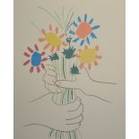 Pablo Picaso (1881-1973) 'Hands on Vase with Flowers' Lithograph, printed 21/4/58 to lower right,