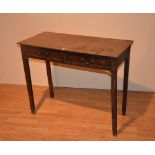 A 19th century oak writing table, with two drawers,