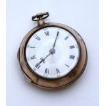 A George III pair cased silver open faced key wind pocket watch, hallmarks for Robert Rew,