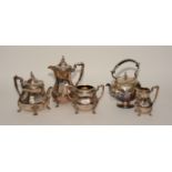 A Victorian four piece silver plated tea service, by Martin Hall & Co, circa 1860,