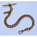 A 9ct gold Albert chain, stamped 375 to each link, 22cm long, 26.