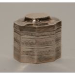 A late 18th/early 19th century silver spice box, indistinct hallmarks,