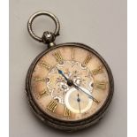 A Victorian silver open faced pocket watch, hallmarks for Chester 1896-1897,