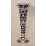 An Edwardian pierced silver trumpet shaped vase, hallmarks for William Haer Haseler,
