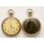 A military open faced pocket watch by Elgin Natl Watch Co, USA, with subsidiary seconds dial, no.