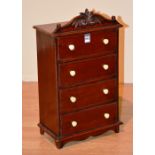 A Victorian style mahogany apprentice chest in the form of a tallboy,