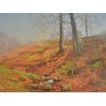 William J Hargreaves (Scottish 20th Century) 'Late Autumn, Spindle Wood' Oil on board, unsigned,