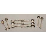 Three near matching silver mustard spoons, with hallmarks for Peter, Ann and William Bateman,