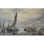 Unknown Artist 'Boats at Sea' Oil on paper, unsigned,