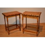 Two oak barley twist occasional tables,