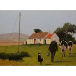 Gregory Moore (Contemporary) ARR 'Bringing Home the Strays' Oil on board, signed lower left,