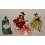 Four Royal Doulton figurines, 'Top O' the Hill' HN1834, 'The Favourite' HN2249, 'Debbie' HN2400,