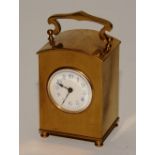 A late 19th century French brass carriage clock,