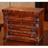 A Victorian mahogany apprentice piece of a Scottish chest of drawers,